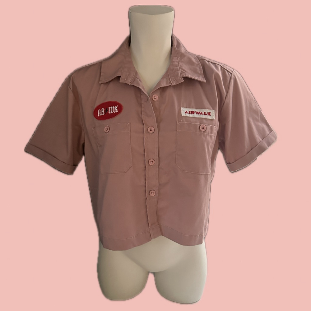 🧡 2 for 10$ Airwalk Cropped Mechanic Shirt M – Workwear Style, Logo Patches,